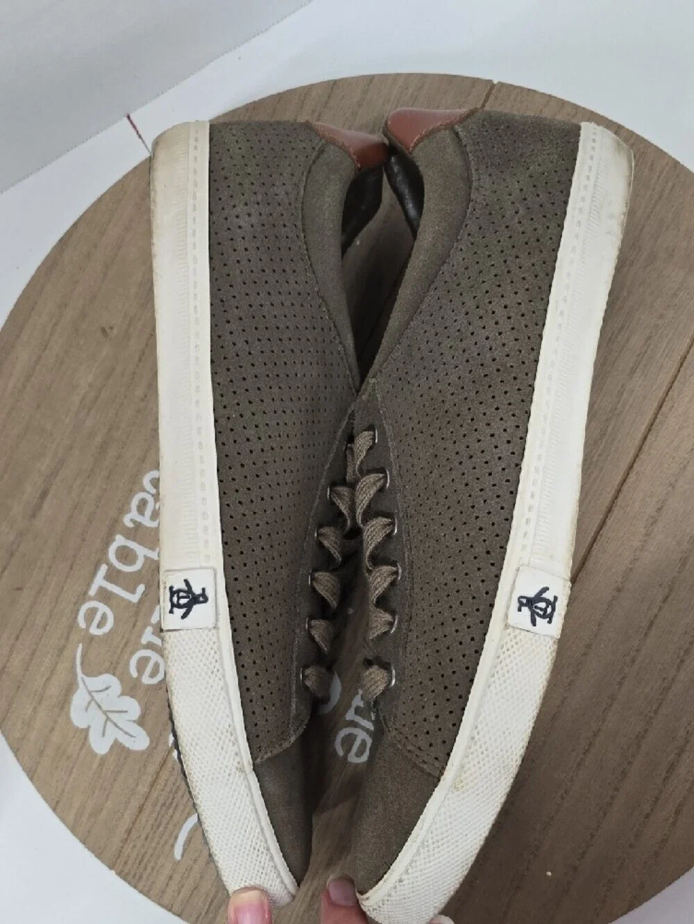 Original Penguin Men's Low-Top Sneakers in Olive Size 9
